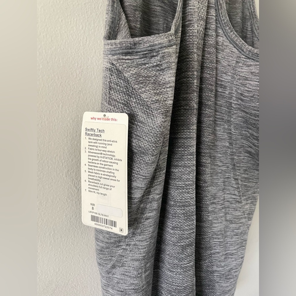 Lululemon Swiftly Tech Racerback Tank Top Gray Size 8 NWT LW1F10S - Picture 3 of 5